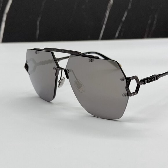 NEW SPP111 672X PHILIPP PLEIN SLEEK GREY UNISEX SUNGLASSES - Picture 5 of 12
